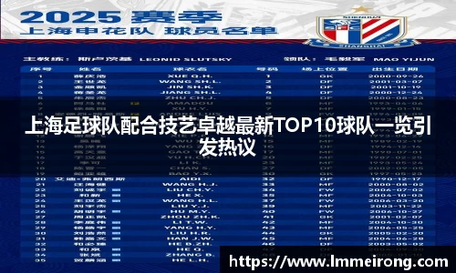 上海足球队配合技艺卓越最新TOP10球队一览引发热议